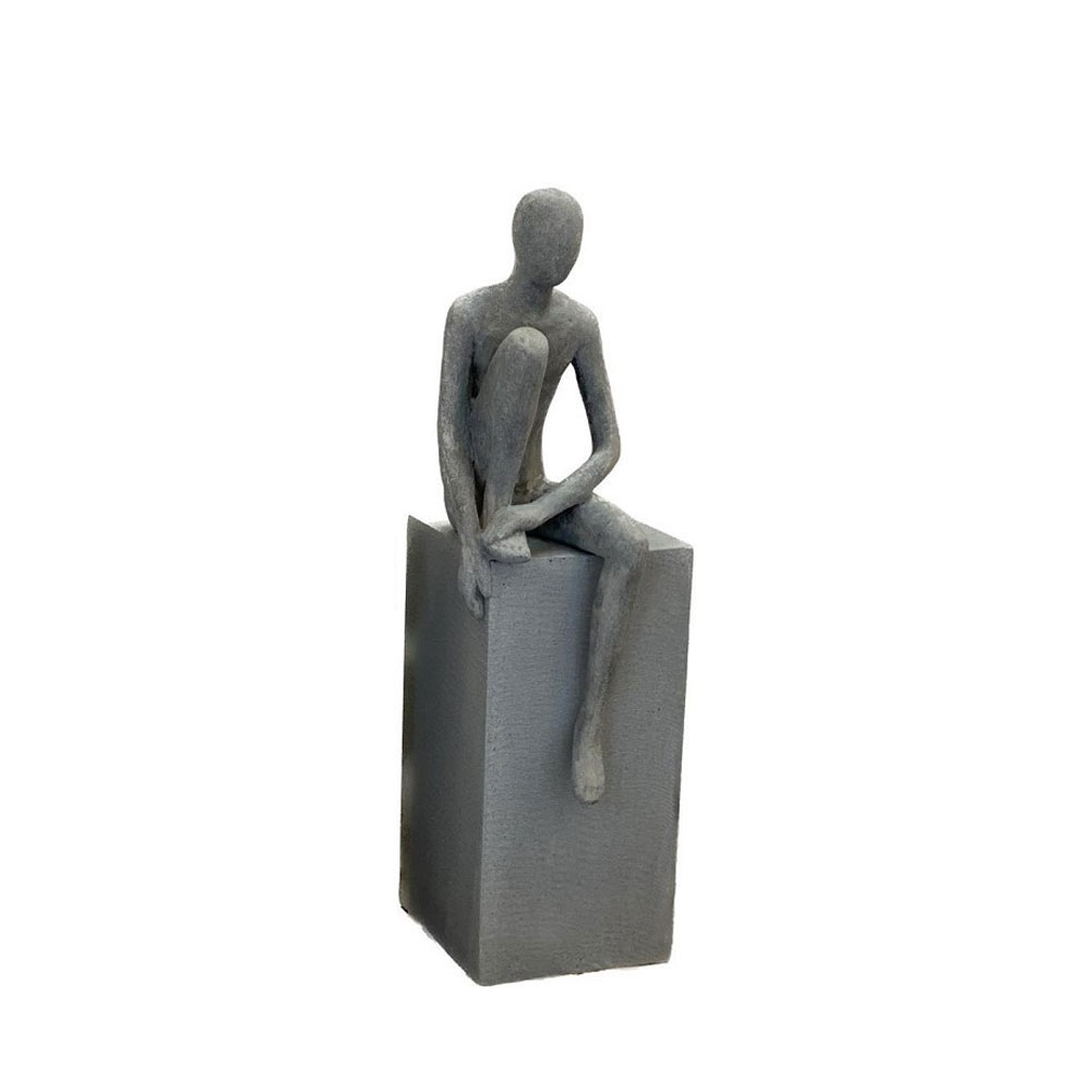 SITTING MAN ΔΙΑΚΟΣΜΗΤΙΚΗ ΦΙΓΟΥΡΑ 20x15x54cm ΤΕΧΝΗΤΗ ΠΕΤΡΑ ΓΚΡΙ