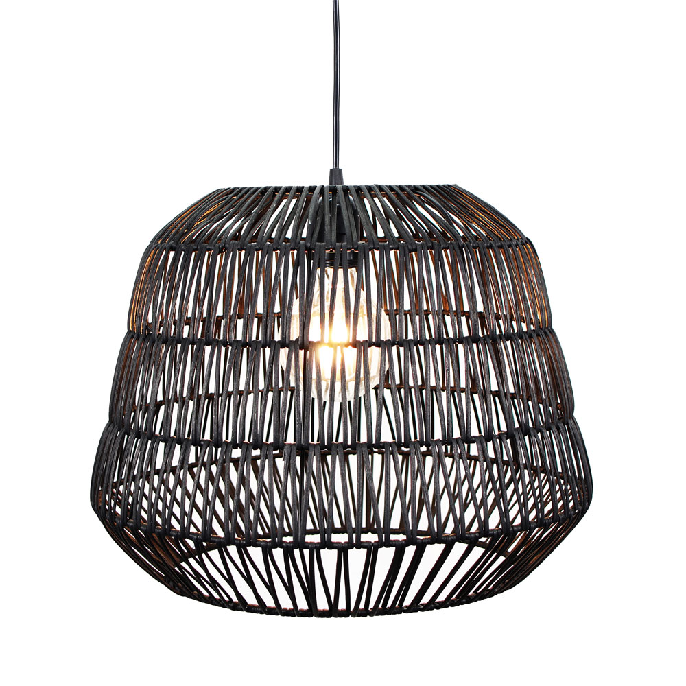 PHUCKET ΦΩΤΙΣΤΙΚΟ ΟΡΟΦΗΣ 40x40x32cm ΜΕΤΑΛΛΟ ΜΑΥΡΟ RATTAN