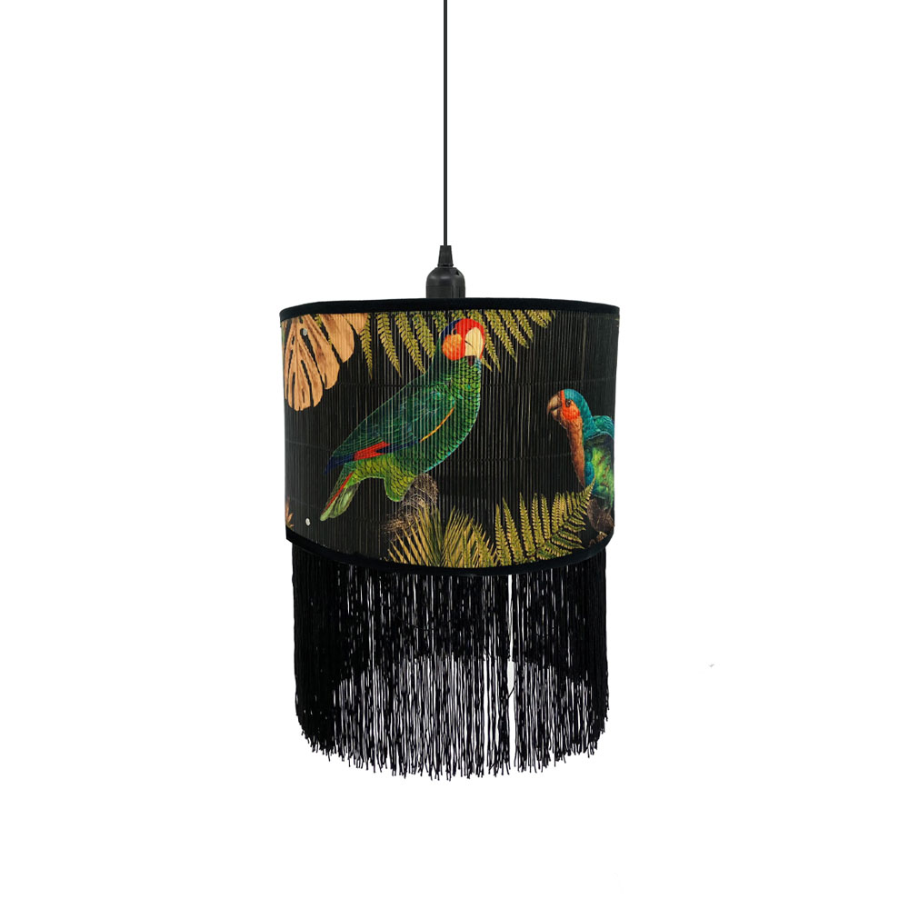 TROPICAL BIRDS A ΦΩΤΙΣΤΙΚΟ ΟΡΟΦΗΣ 30x30x20cm BAMBOO ΠΟΛΥΧΡΩΜΟ ΜΑΥΡΟ