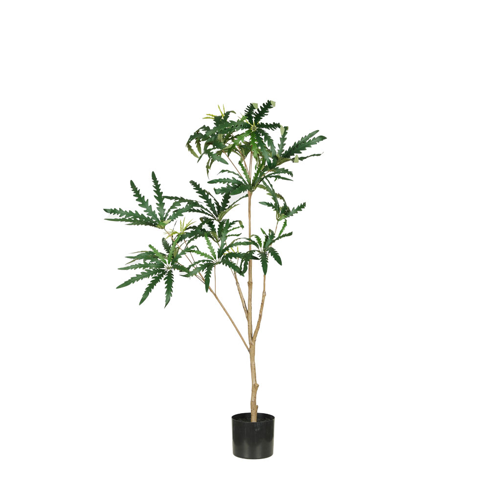 PEACOCK TREE ΔΕΝΤΡΟ ΤΕΧΝΗΤΟ ΣΕ ΓΛΑΣΤΡΑ 120cm PE ΠΡΑΣΙΝΟ ΜΕΤΑΞΩΤΟ ΥΦΑΣΜΑ