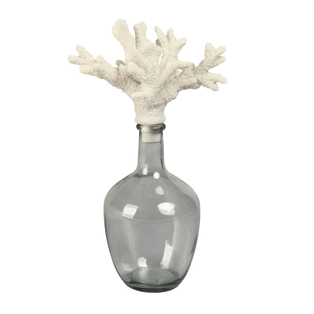 CORALLI ΜΠΟΥΚΑΛΑ ΜΕ ΚΑΠΑΚΙ 24x15x41cm ΓΥΑΛΙ ΔΙΑΦΑΝΟ ΜΠΕΖ POLYRESIN