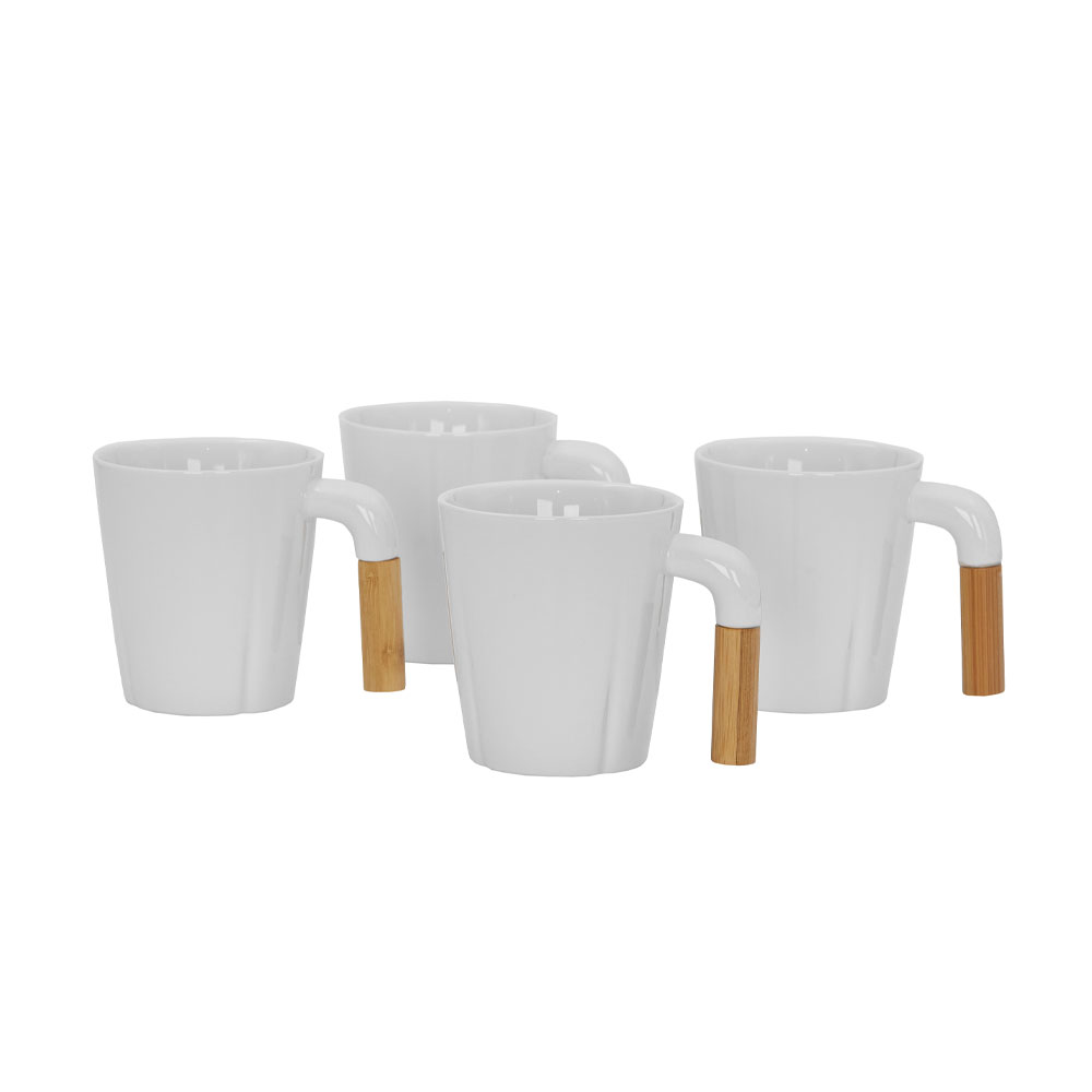 NORDIC ΚΟΥΠΑ SET 4ΤΜΧ 23x23x9cm ΠΟΡΣΕΛΑΝΗ ΛΕΥΚΟ ΦΥΣΙΚΟ BAMBOO
