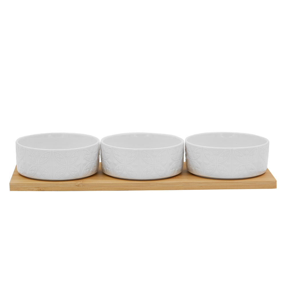 FLEURS ΜΠΩΛ SET 3ΤΜΧ 29x10x5cm ΠΟΡΣΕΛΑΝΗ ΛΕΥΚΟ ΦΥΣΙΚΟ BAMBOO