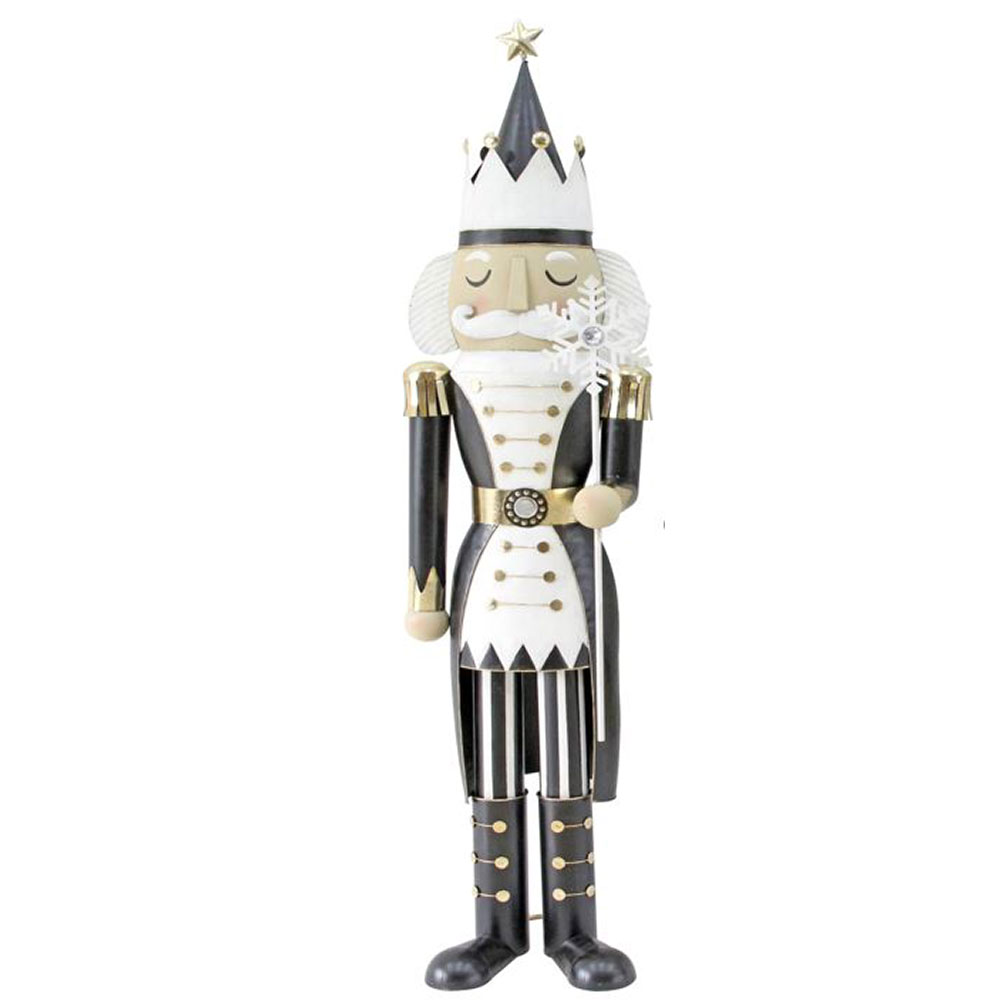 NUTCRACKER ΧΡΙΣΤΟΥΓΕΝΝΙΑΤΙΚΟ ΔΙΑΚΟΣΜΗΤΙΚΟ ΚΑΡΥΟΘΡΑΥΣΤΗΣ 43x34x170cm ΜΕΤΑΛΛΟ ΜΑΥΡΟ ΛΕΥΚΟ