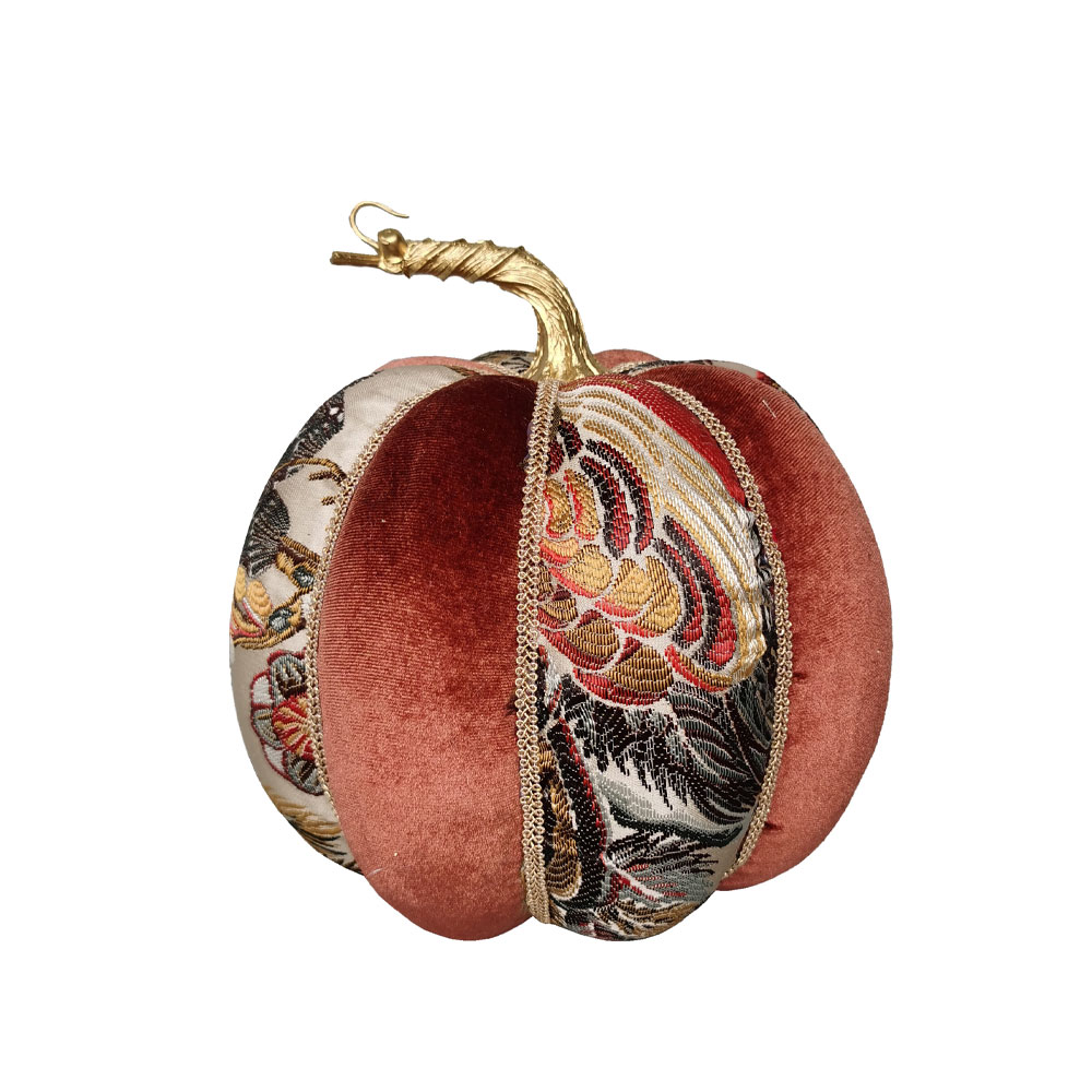 PUMPKIN BROCADE S ΧΡΙΣΤΟΥΓΕΝΝΙΑΤΙΚΟ ΔΙΑΚΟΣΜΗΤΙΚΟ ΚΟΛΟΚΥΘΑ 19x19x20cm FOAM ΠΟΛΥΧΡΩΜΟ ΥΦΑΣΜΑ