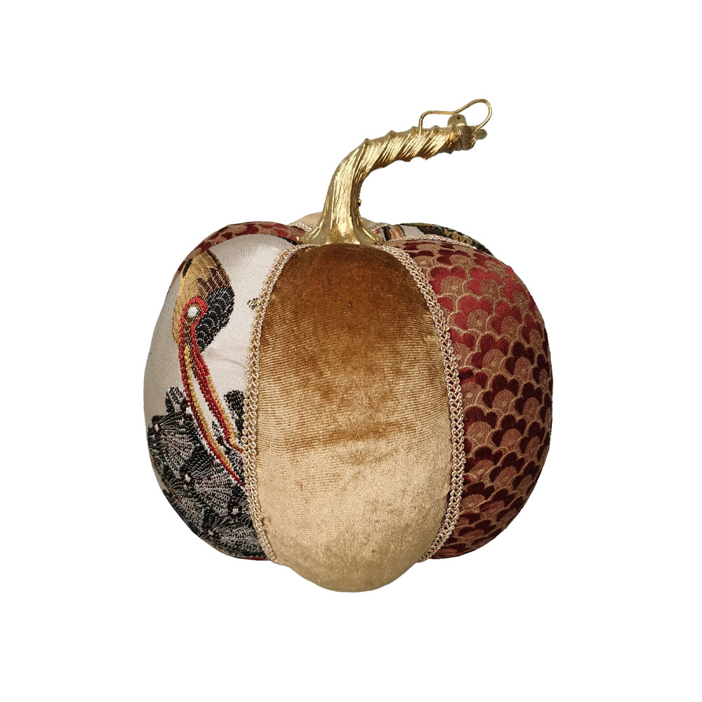 PUMPKIN BROCADE L ΧΡΙΣΤΟΥΓΕΝΝΙΑΤΙΚΟ ΔΙΑΚΟΣΜΗΤΙΚΟ ΚΟΛΟΚΥΘΑ 16x16x17cm FOAM ΠΟΛΥΧΡΩΜΟ ΥΦΑΣΜΑ