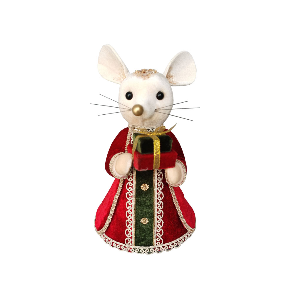 ROYAL MOUSE LADY ΧΡΙΣΤΟΥΓΕΝΝΙΑΤΙΚΟ ΣΤΟΛΙΔΙ ΠΟΝΤΙΚΙ 16x15x26cm FOAM ΠΟΛΥΧΡΩΜΟ ΒΕΛΟΥΔΟ