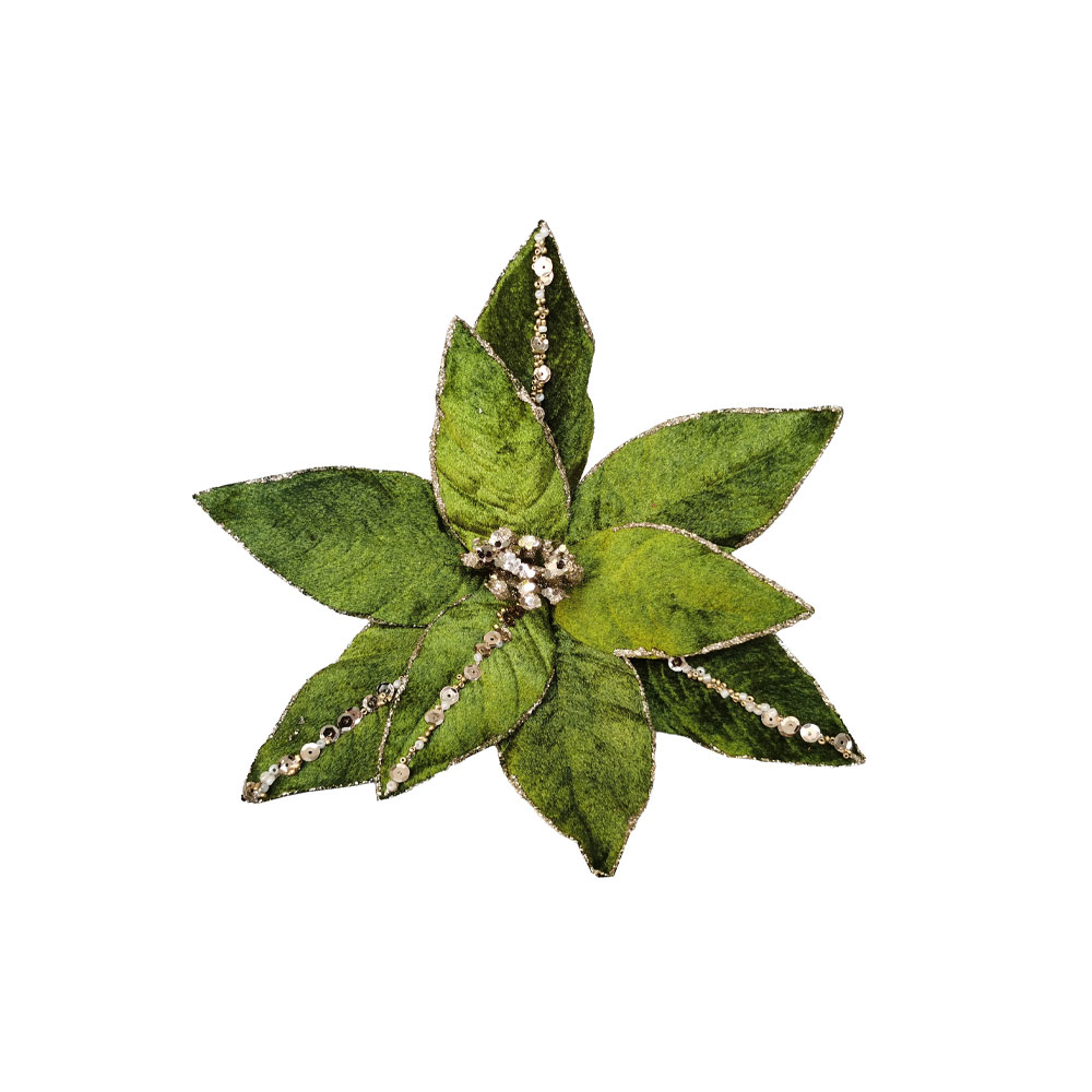 ROYAL FLOWER ΧΡΙΣΤΟΥΓΕΝΝΙΑΤΙΚΟ ΛΟΥΛΟΥΔΙ 23cm ΒΕΛΟΥΔΟ ΠΡΑΣΙΝΟ