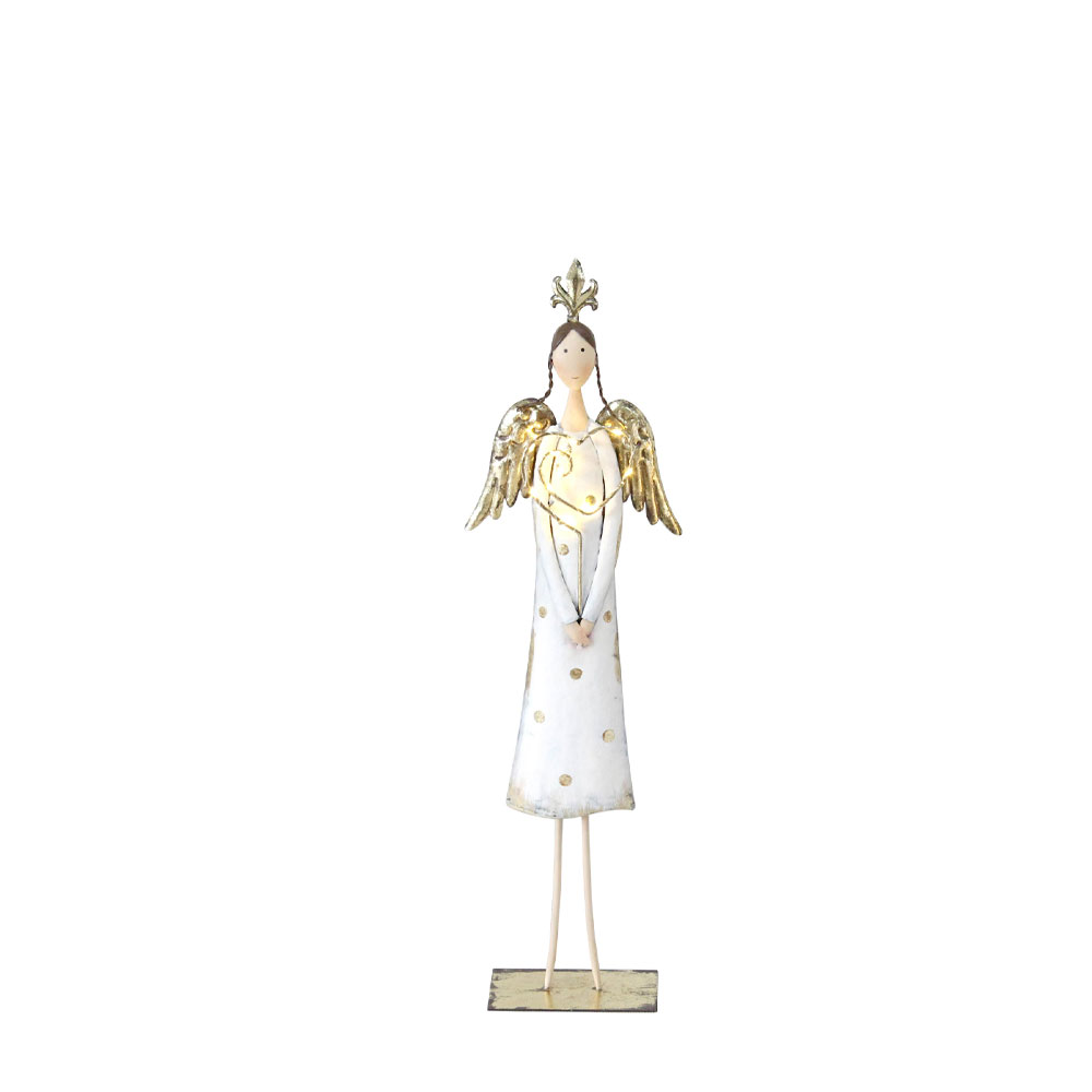 ANGEL GIRL ΧΡΙΣΤΟΥΓΕΝΝΙΑΤΙΚΟ ΔΙΑΚΟΣΜΗΤΙΚΟ ΑΓΓΕΛΟΣ 18x8x63cm ΜΕΤΑΛΛΟ ΛΕΥΚΟ ΧΡΥΣΟ