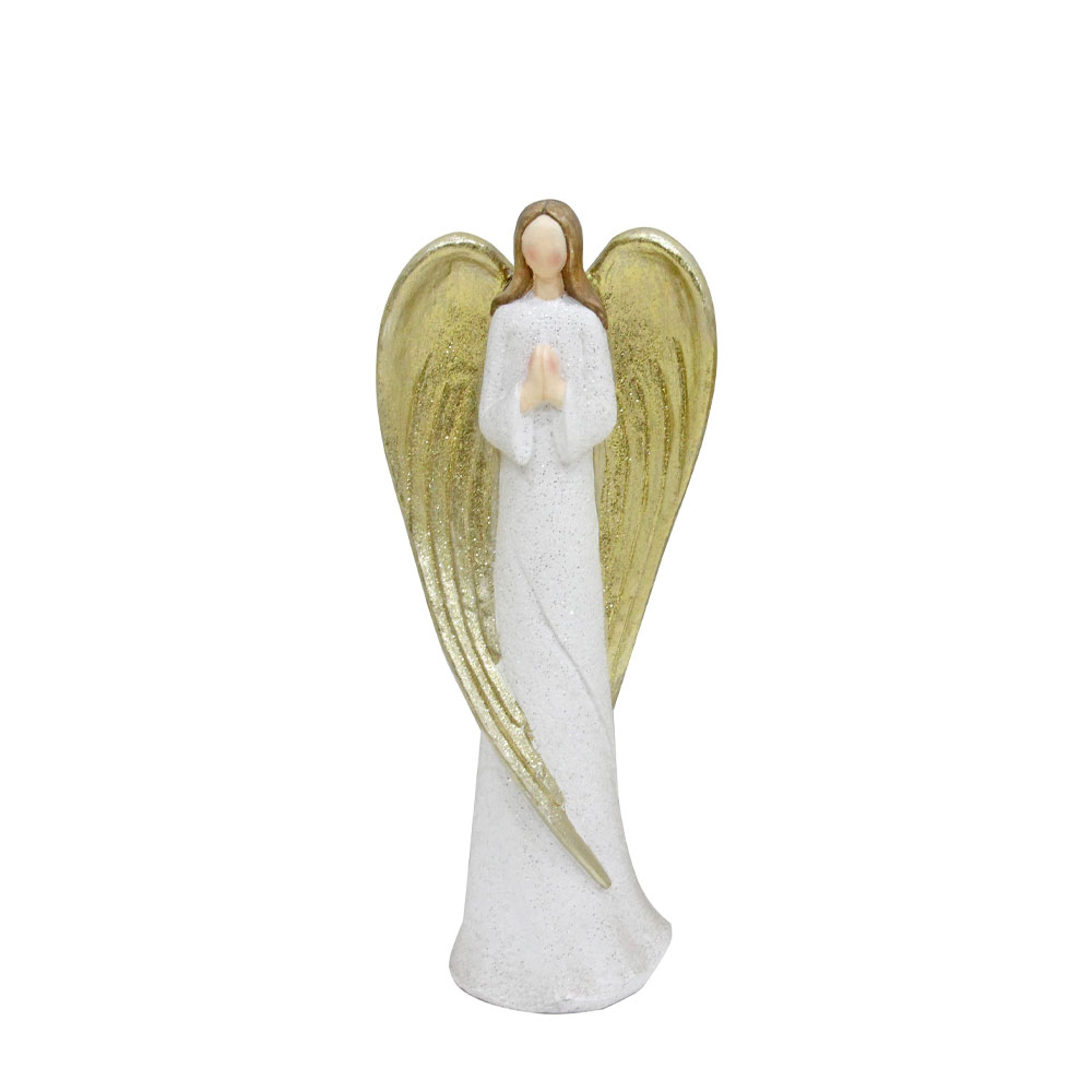 ANGEL FAITH ΧΡΙΣΤΟΥΓΕΝΝΙΑΤΙΚΟ ΔΙΑΚΟΣΜΗΤΙΚΟ ΑΓΓΕΛΟΣ 31x20x77cm POLYRESIN ΛΕΥΚΟ ΧΡΥΣΟ