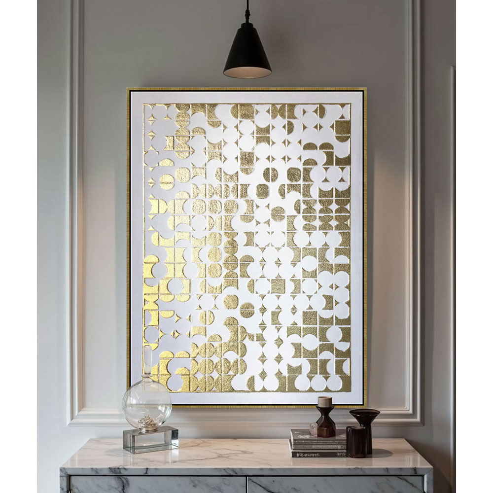 Πίνακας σε καμβά - Χρυσό & λευκό 90x120x4 εκ. | Gold Heaven