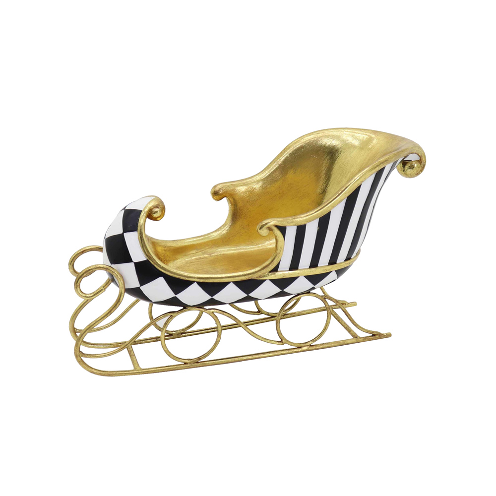 ABSTRACT SLEIGH ΧΡΙΣΤΟΥΓΕΝΝΙΑΤΙΚΟ ΔΙΑΚΟΣΜΗΤΙΚΟ ΕΛΚΗΘΡΟ 37x14x21cm POLYRESIN ΛΕΥΚΟ ΜΑΥΡΟ ΧΡΥΣΟ