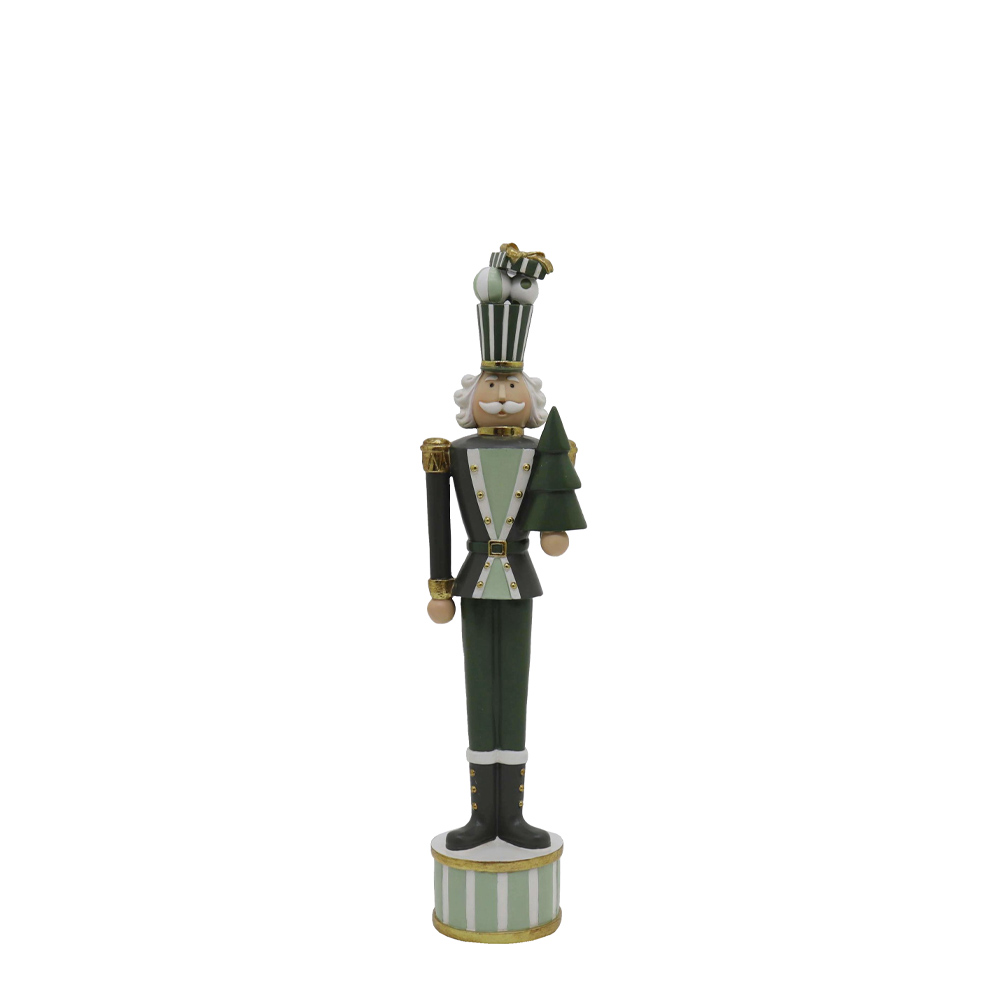 GREEN SOLDIER S ΧΡΙΣΤΟΥΓΕΝΝΙΑΤΙΚΟ ΔΙΑΚΟΣΜΗΤΙΚΟ ΜΟΛΥΒΕΝΙΟΣ ΣΤΡΑΤΙΩΤΗΣ 9x11x45cm POLYRESIN ΠΡΑΣΙΝΟ ΛΕΥΚΟ ΧΡΥΣΟ