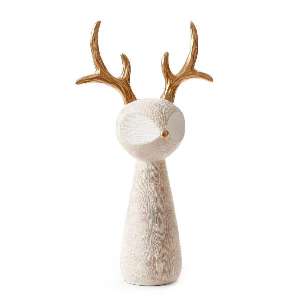 CUTE DEER L ΧΡΙΣΤΟΥΓΕΝΝΙΑΤΙΚΟ ΔΙΑΚΟΣΜΗΤΙΚΟ ΤΑΡΑΝΔΟΣ 23x12x41cm POLYRESIN ΜΠΕΖ ΧΡΥΣΟ