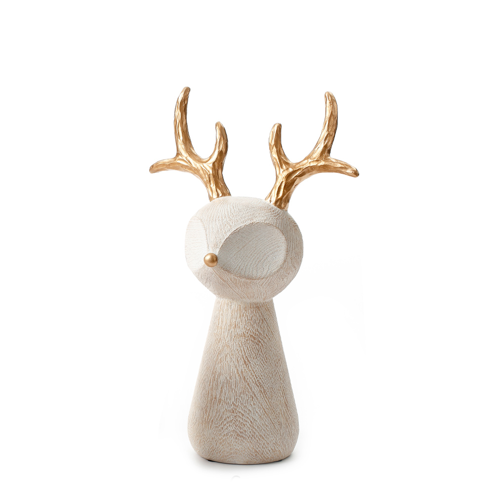 CUTE DEER M ΧΡΙΣΤΟΥΓΕΝΝΙΑΤΙΚΟ ΔΙΑΚΟΣΜΗΤΙΚΟ ΤΑΡΑΝΔΟΣ 22x12x34cm POLYRESIN ΜΠΕΖ ΧΡΥΣΟ
