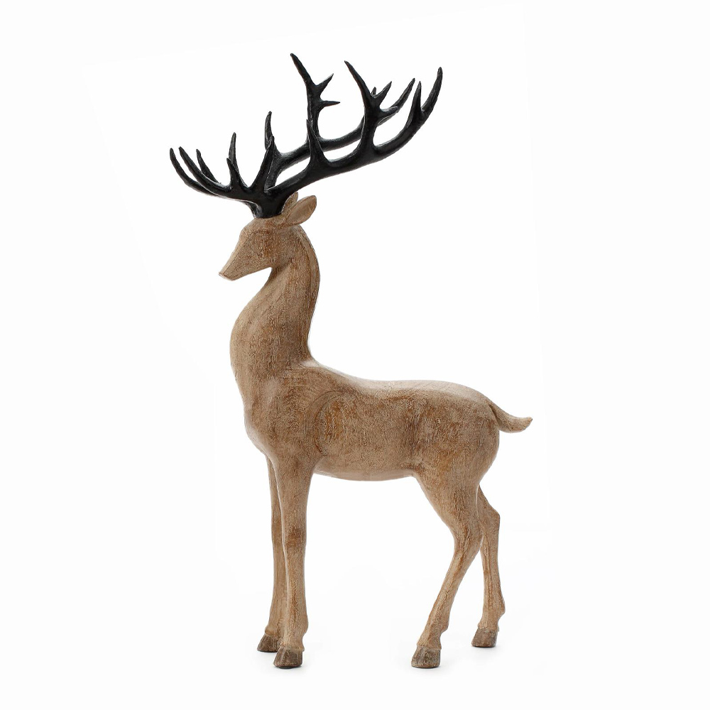 WOODY DEER ΧΡΙΣΤΟΥΓΕΝΝΙΑΤΙΚΟ ΔΙΑΚΟΣΜΗΤΙΚΟ ΤΑΡΑΝΔΟΣ 27x12x46cm POLYRESIN ΚΑΦΕ ΜΑΥΡΟ