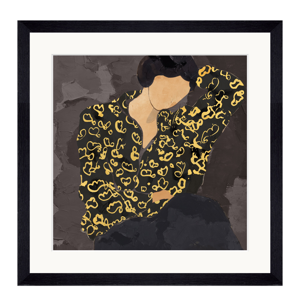 LADY IN PORTRAIT ΠΙΝΑΚΑΣ ΔΙΑΚΟΣΜΗΣΗΣ 43x43x4cm ΓΥΑΛΙ ΠΟΛΥΧΡΩΜΟ ΞΥΛΟ ΜΑΥΡΟ