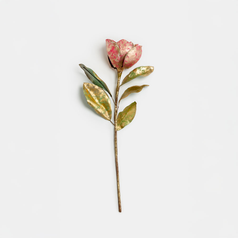 MAGNOLIA ΛΟΥΛΟΥΔΙ ΤΕΧΝΗΤΟ 58cm ΥΦΑΣΜΑ ΜΠΟΡΝΤΩ ΧΡΥΣΟ ΠΡΑΣΙΝΟ PVC