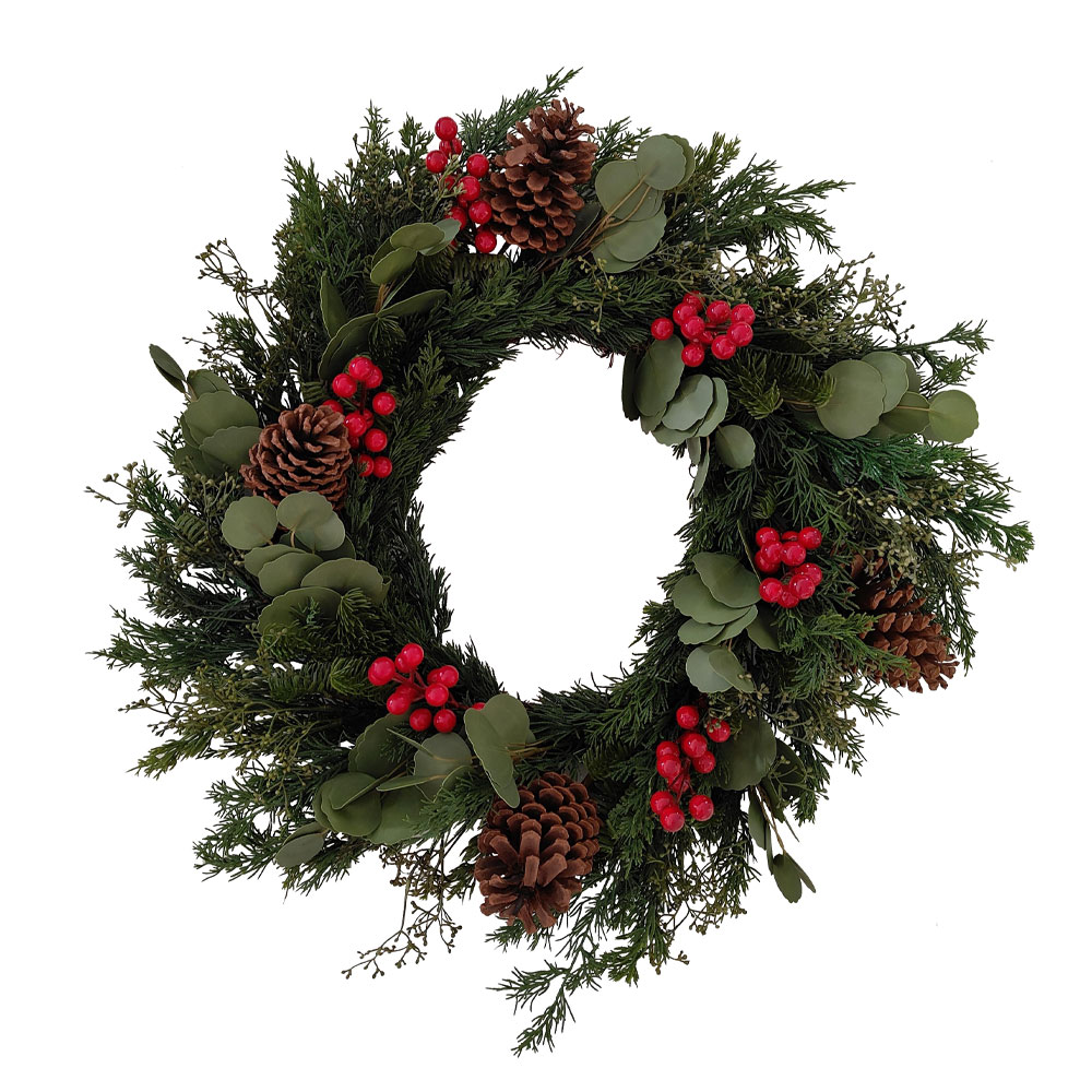 RED BERRY 75 ΧΡΙΣΤΟΥΓΕΝΝΙΑΤΙΚΟ ΣΤΕΦΑΝΙ ΜΕ ΓΚΙ 75x75cm POLYFOAM ΠΡΑΣΙΝΟ ΚΟΚΚΙΝΟ PVC