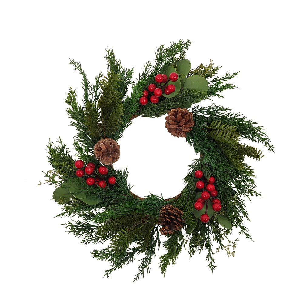 RED BERRY 45 ΧΡΙΣΤΟΥΓΕΝΝΙΑΤΙΚΟ ΣΤΕΦΑΝΙ ΜΕ ΓΚΙ 45x45cm POLYFOAM ΠΡΑΣΙΝΟ ΚΟΚΚΙΝΟ PVC