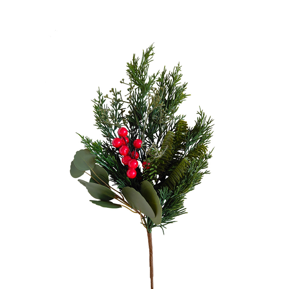 RED BERRY 42 ΧΡΙΣΤΟΥΓΕΝΝΙΑΤΙΚΟ ΚΛΑΔΙ ΜΕ ΓΚΙ 42cm POLYFOAM ΠΡΑΣΙΝΟ ΚΟΚΚΙΝΟ PVC
