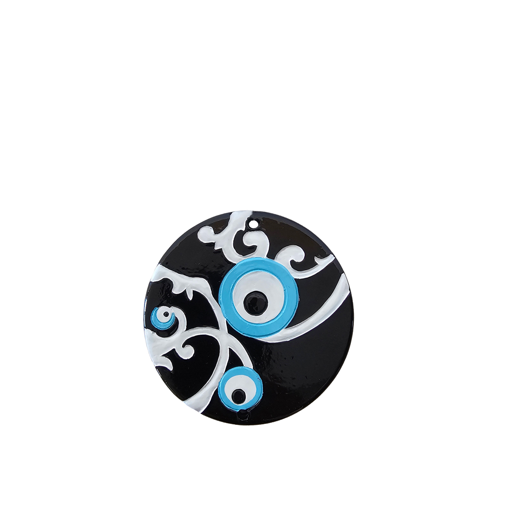 LUCKY CHARM 2025 XMAS ΜΑΤΙ 9x9x9cm POLYRESIN ΜΑΥΡΟ ΛΕΥΚΟ ΜΠΛΕ