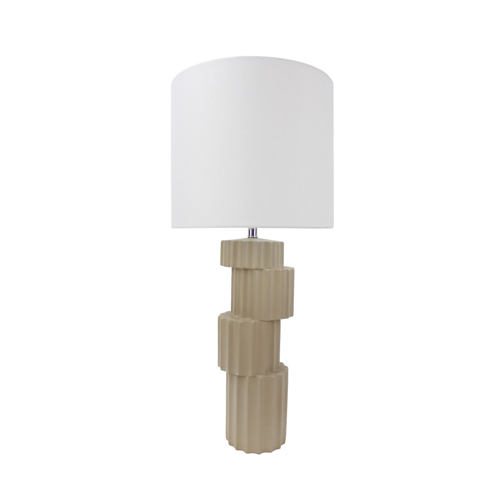OLES ΦΩΤΙΣΤΙΚΟ ΕΠΙΤΡΑΠΕΖΙΟ 72cm POLYRESIN ΜΠΕΖ ΛΙΝΟ ΛΕΥΚΟ