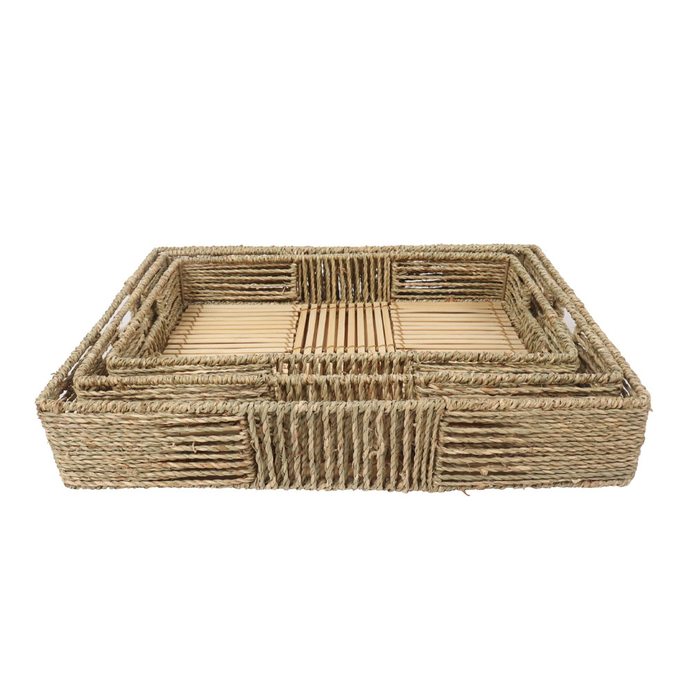 THASOS ΔΙΣΚΟΣ SET 3ΤΜΧ 45x35x8cm SEAGRASS ΦΥΣΙΚΟ