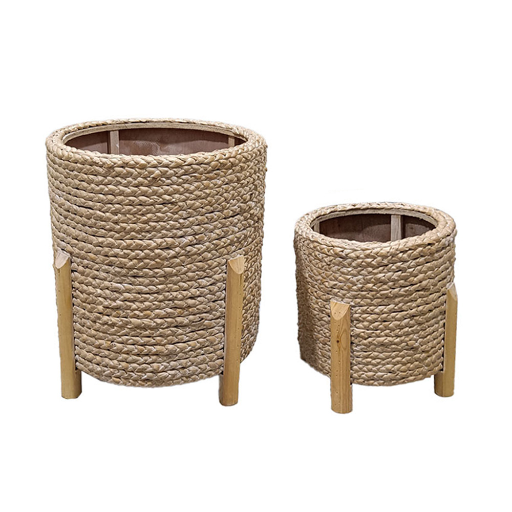 Σετ κασπώ από ξύλο ελάτου και grass - White washed & φυσικό 30x30x34 εκ. | Corda
