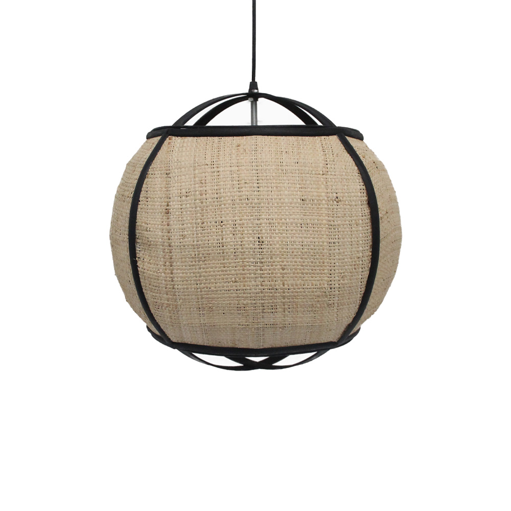Φωτιστικό οροφής από σχοινί και bamboo - Φυσικό & μαύρο 42x42x39 εκ. | Nubia