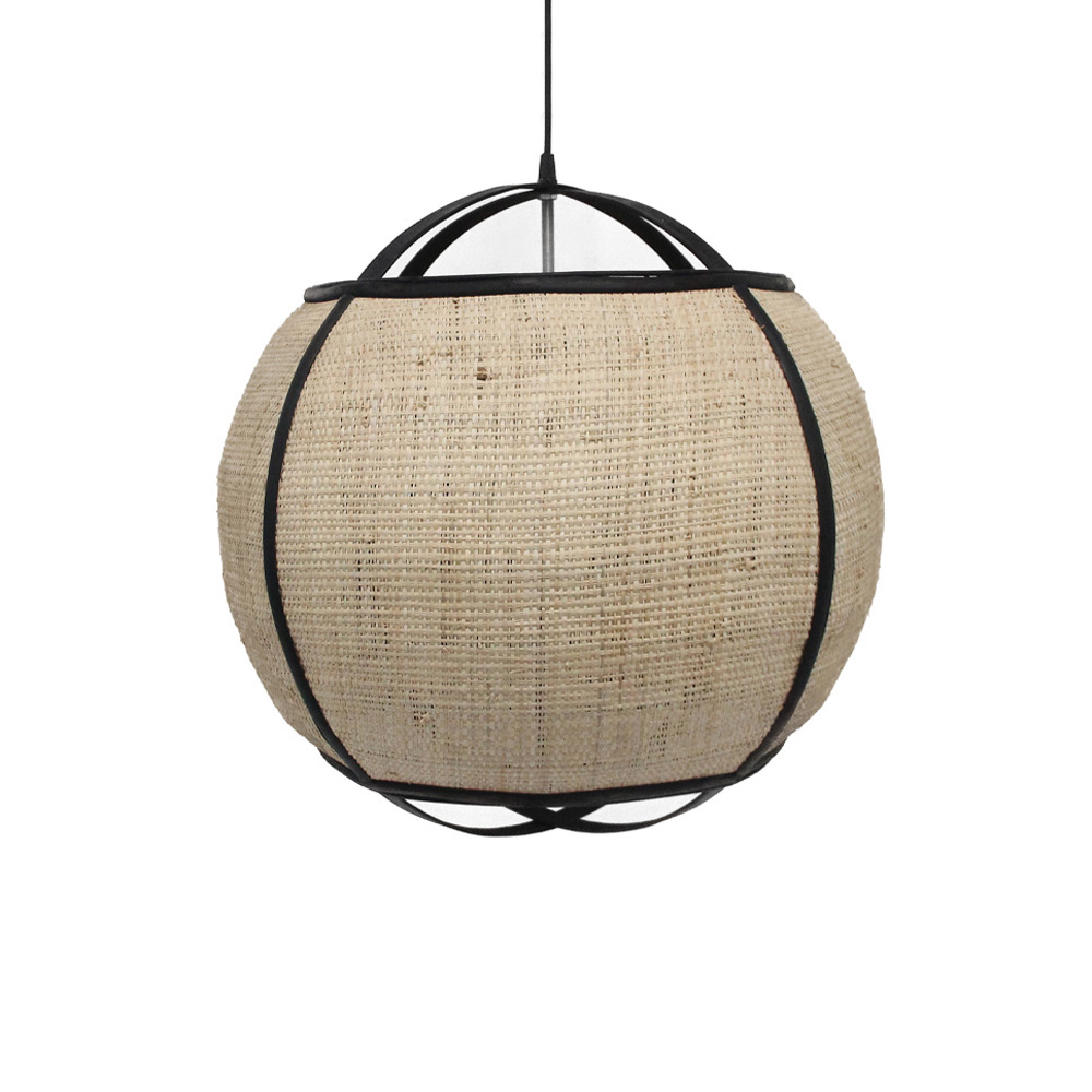 Φωτιστικό οροφής από σχοινί και bamboo - Φυσικό & μαύρο 52x52x50 εκ. | Nubia