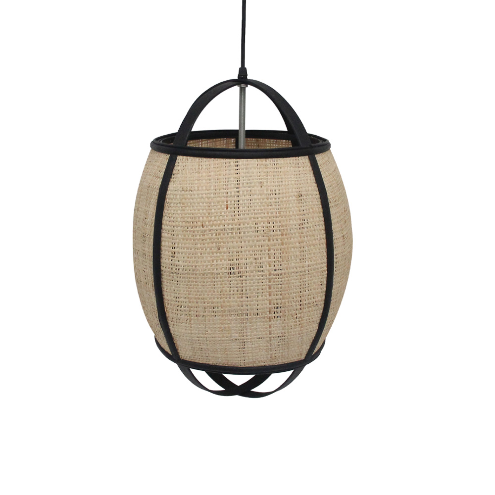 Φωτιστικό οροφής από σχοινί και bamboo - Φυσικό & μαύρο 33x33x47 εκ. | Nubia