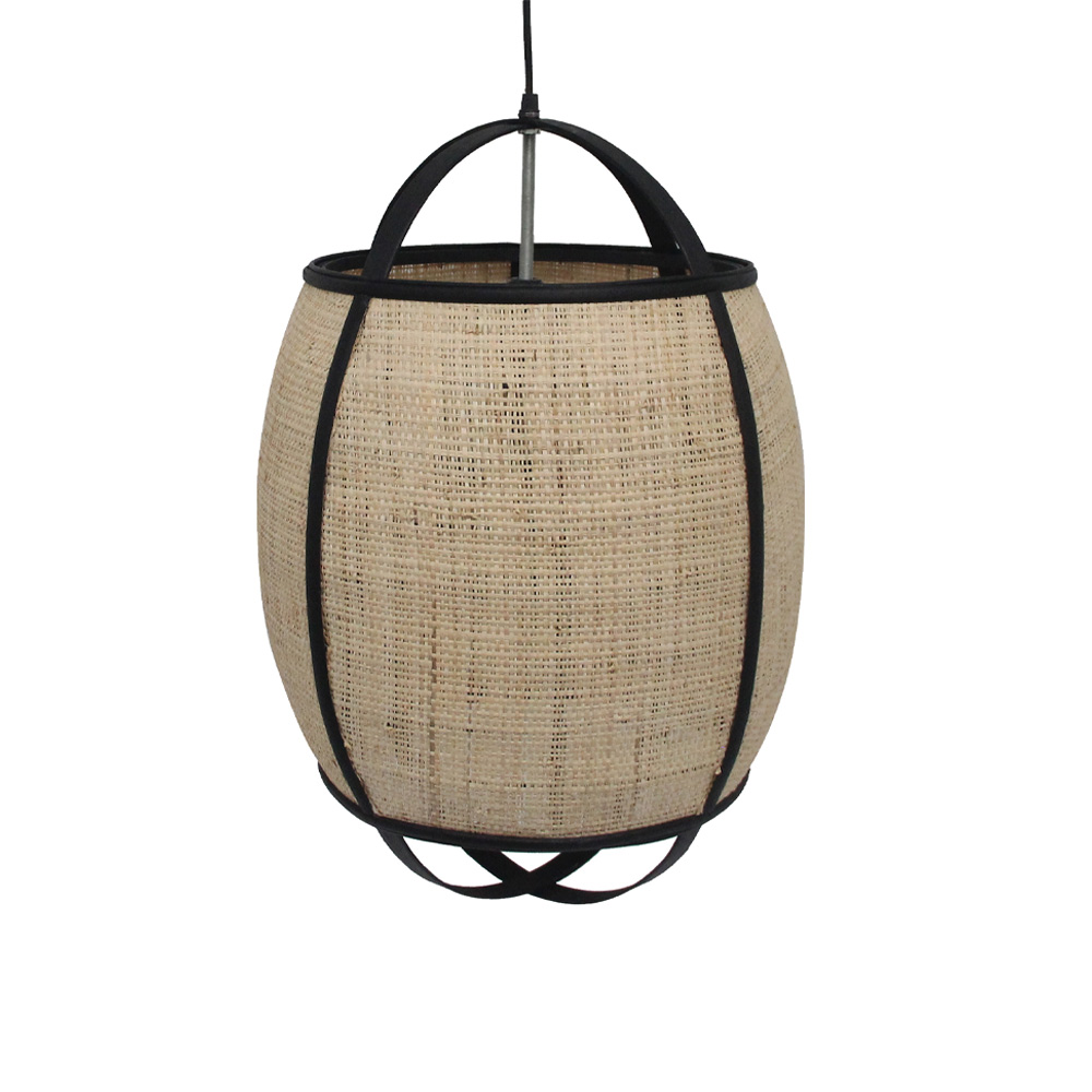 Φωτιστικό οροφής από σχοινί και bamboo - Φυσικό & μαύρο 39x39x55 εκ. | Nubia