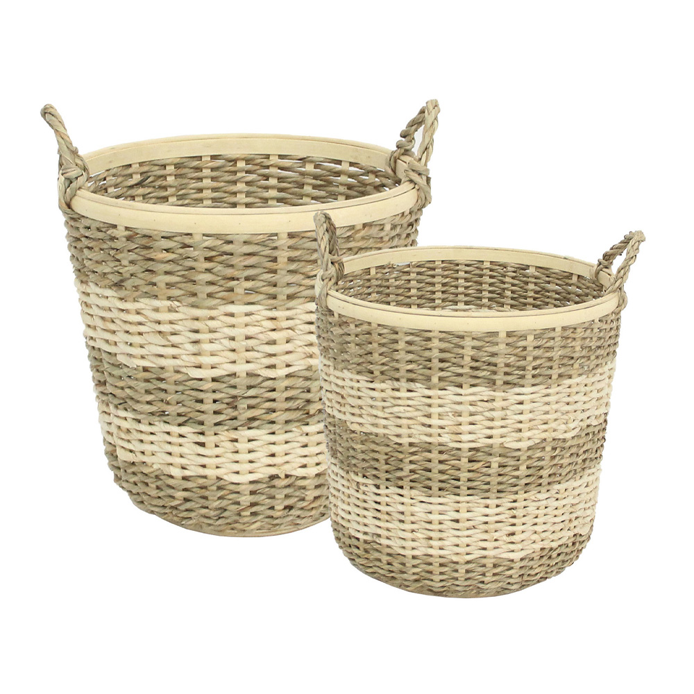 Σετ 2 καλαθιών από σχοινί και bamboo - Φυσικό & μπεζ 35x35x43 εκ. | Sikinos