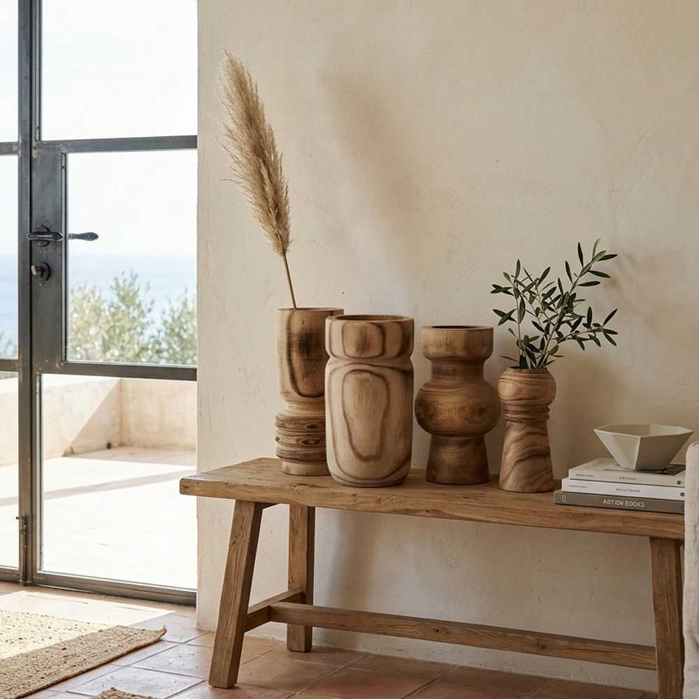 Βάζο από ξύλο - Φυσικό 23x23x38 εκ. | Kengo