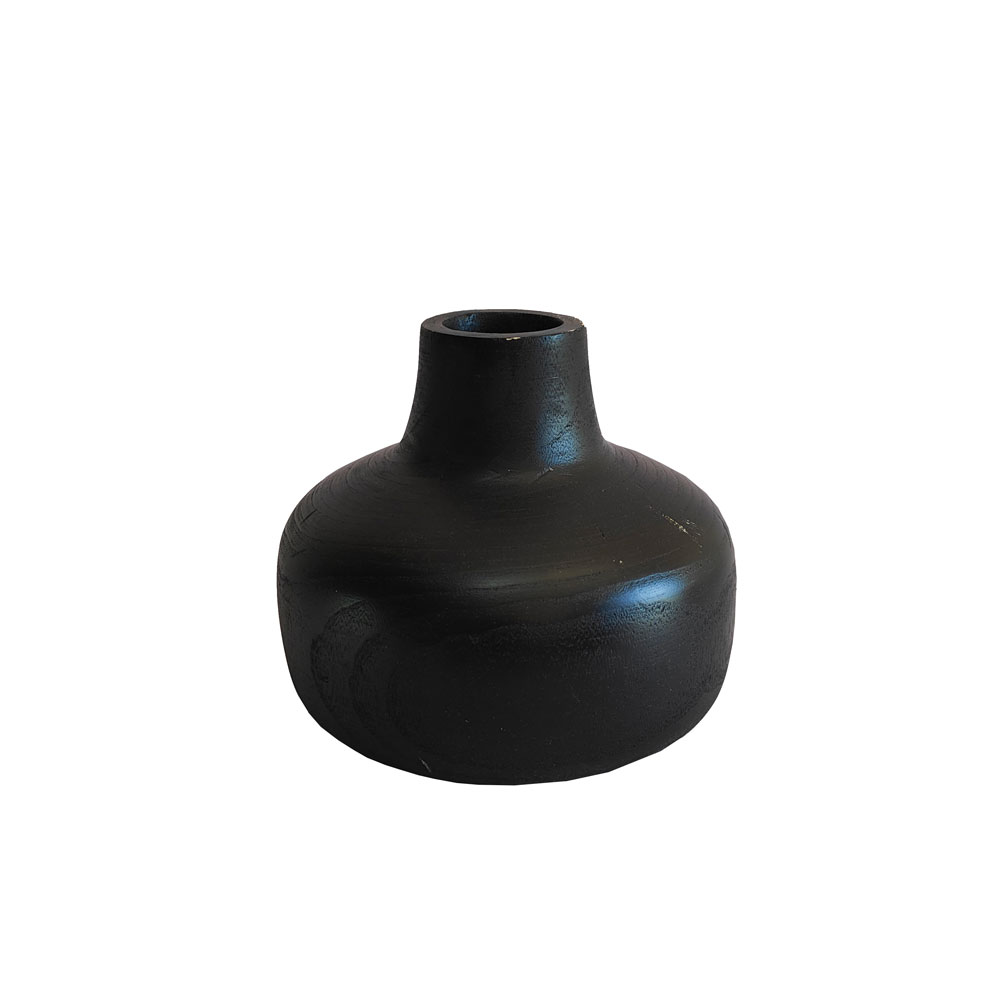 NUBIA ΒΑΖΟ 22x22x20cm ΞΥΛΟ ΜΑΥΡΟ