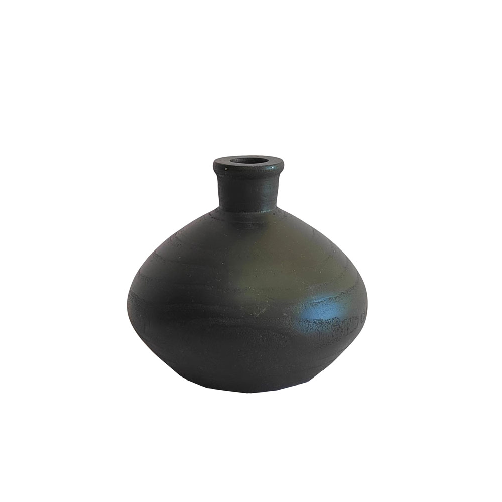 NUBIA ΒΑΖΟ 17x17x16cm ΞΥΛΟ ΜΑΥΡΟ