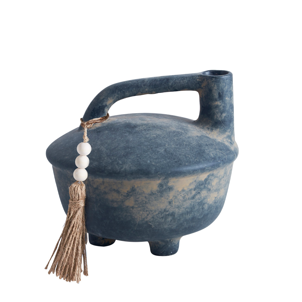 FENDRA ΒΑΖΟ 18x17x16cm ΚΕΡΑΜΙΚΟ ΑΝΘΡΑΚΙ ΜΠΕΖ
