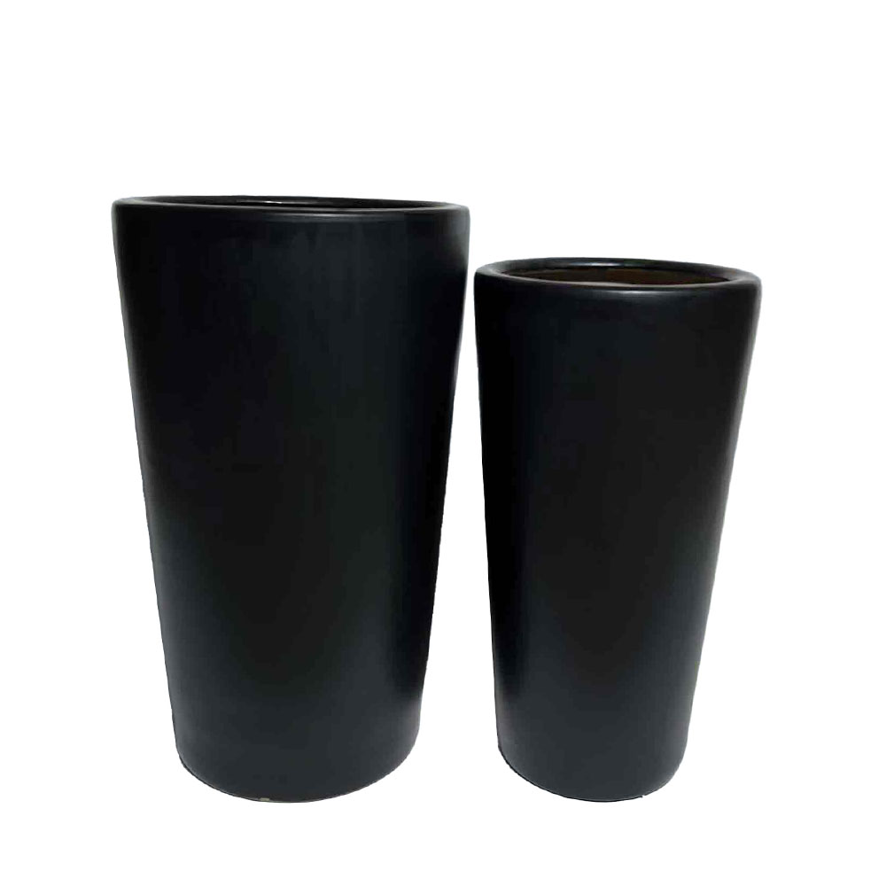 Σετ 2 κεραμικών γλαστρών - Μαύρο 32x32x53 εκ. | Onyx