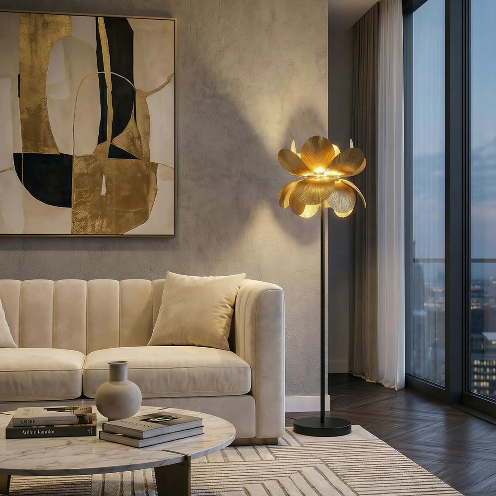 Μεταλλικό επιδαπέδιο φωτιστικό - Brown gold 44x44x152 εκ. | Blossom