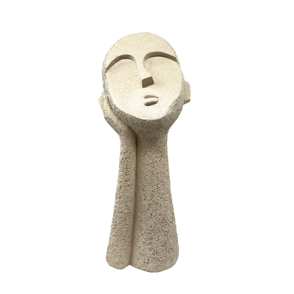 MOOD3 ΔΙΑΚΟΣΜΗΤΙΚΟ ΠΡΟΣΩΠΟ 18x18x45cm POLYRESIN ΜΠΕΖ