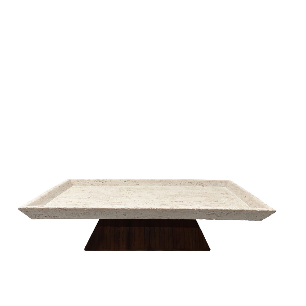 TRAVERTINO ΔΙΣΚΟΣ ΔΙΑΚΟΣΜΗΣΗΣ 40x22x10cm POLYRESIN STONE ΚΑΦΕ ΣΚΟΥΡΟ