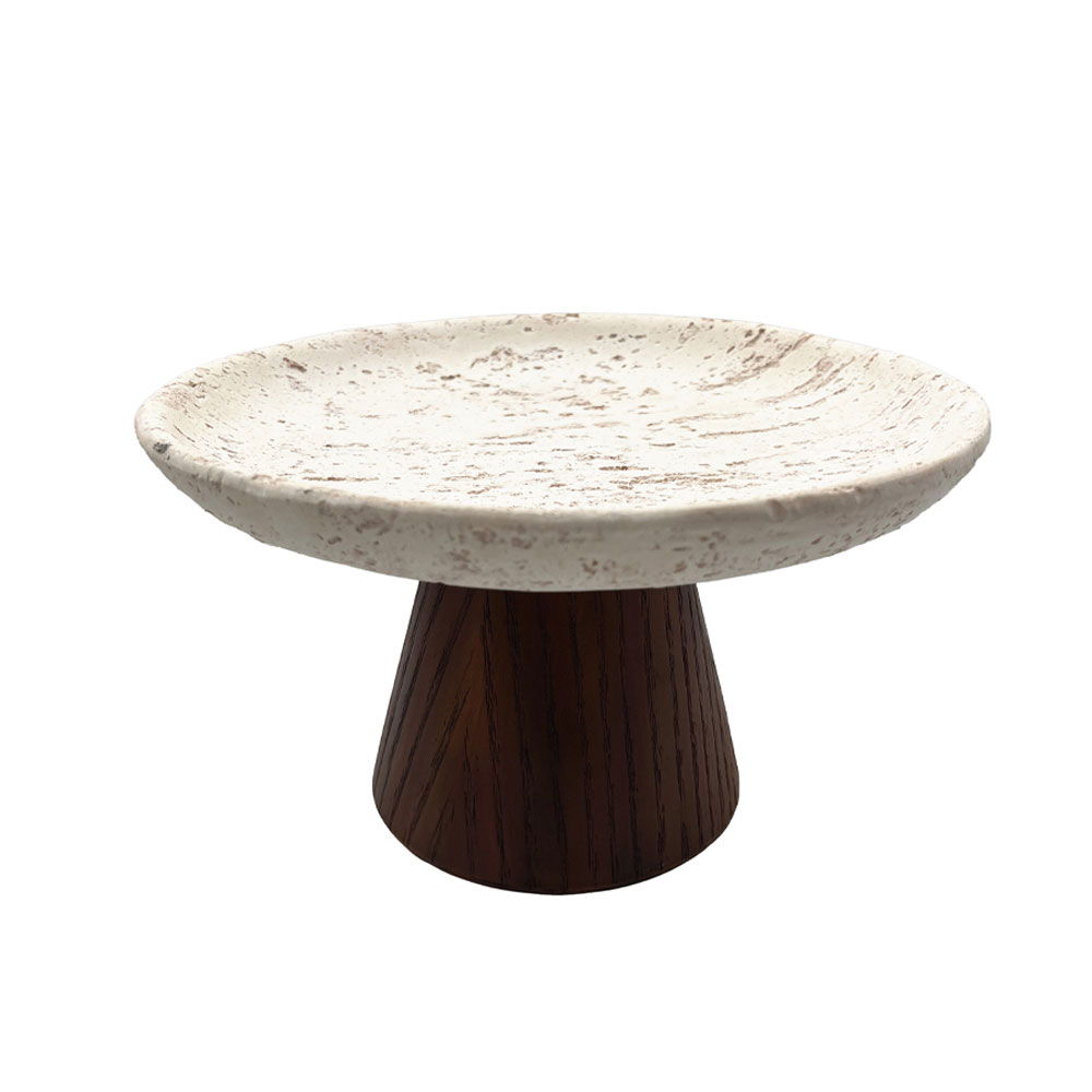 TRAVERTINO ΔΙΣΚΟΣ ΔΙΑΚΟΣΜΗΣΗΣ 22x22x13cm POLYRESIN STONE ΚΑΦΕ ΣΚΟΥΡΟ