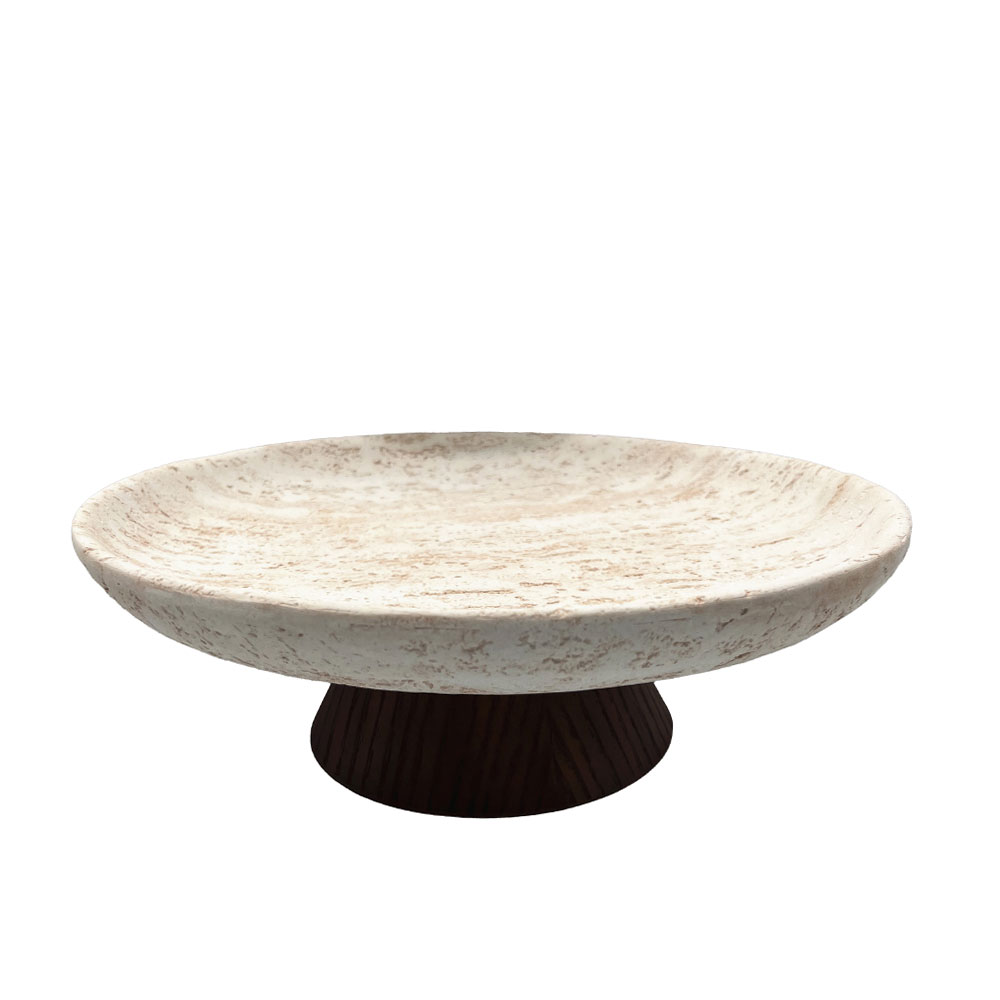 TRAVERTINO ΔΙΣΚΟΣ ΔΙΑΚΟΣΜΗΣΗΣ 30x30x10cm POLYRESIN STONE ΚΑΦΕ ΣΚΟΥΡΟ
