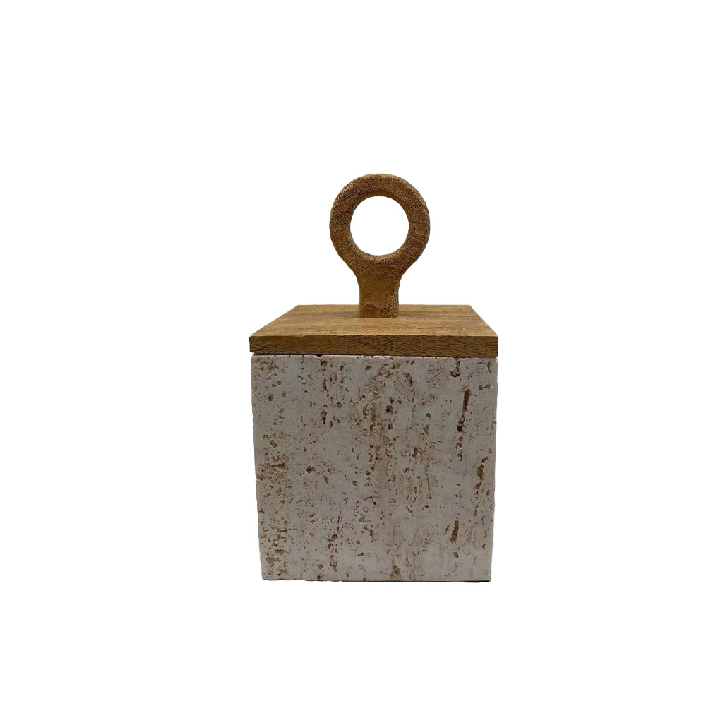 Δοχείο αποθήκευσης με καπάκι - Stone & φυσικό 12x12x21 εκ. | Copper A
