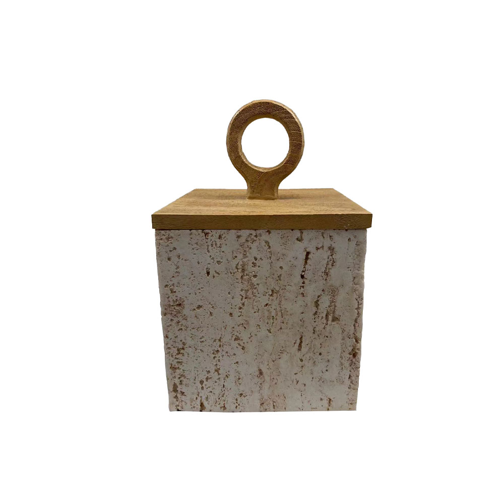 Δοχείο αποθήκευσης με καπάκι - Stone & φυσικό 15x15x24 εκ. | Copper B