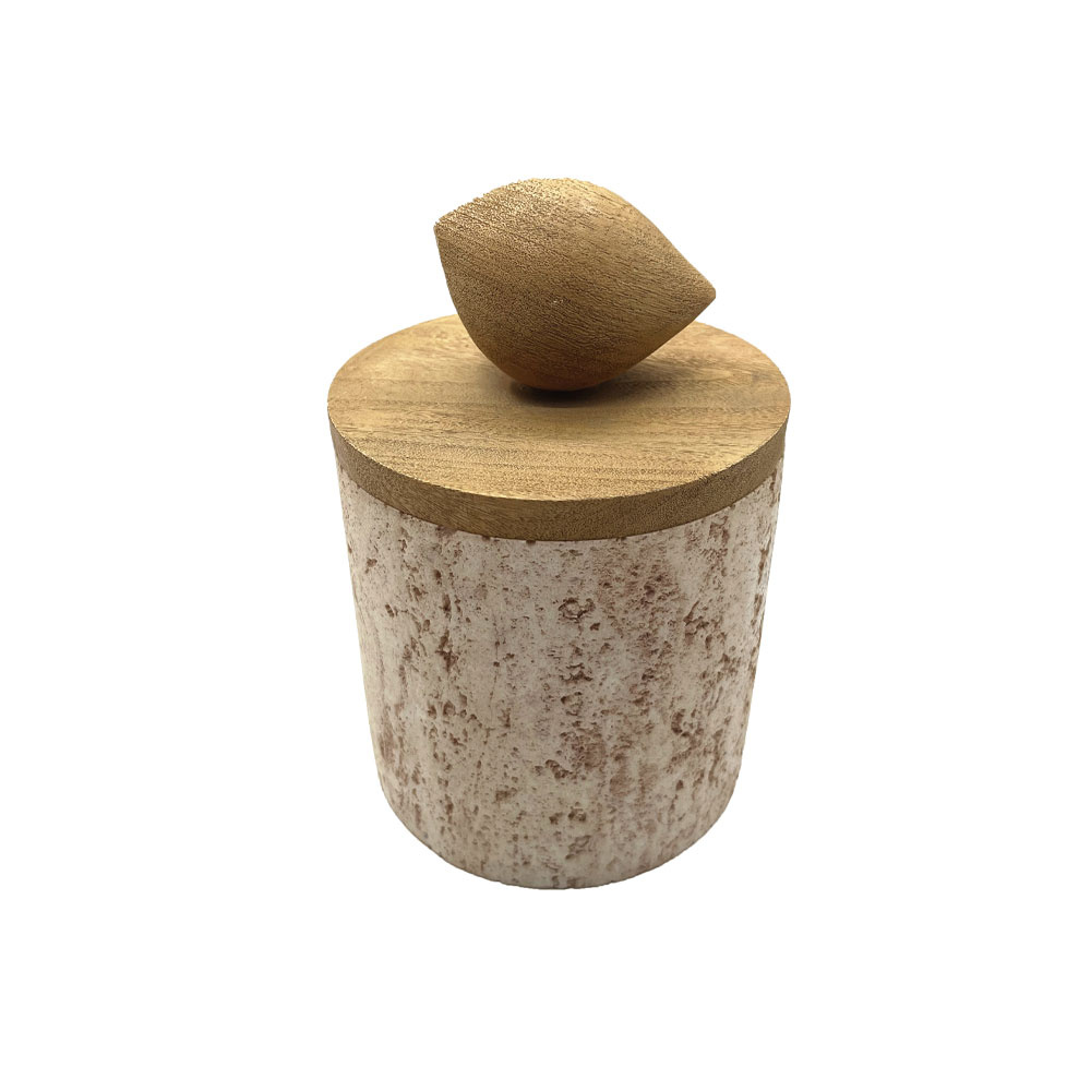 Δοχείο αποθήκευσης με καπάκι - Stone & φυσικό 12x12x18 εκ. | Birdy