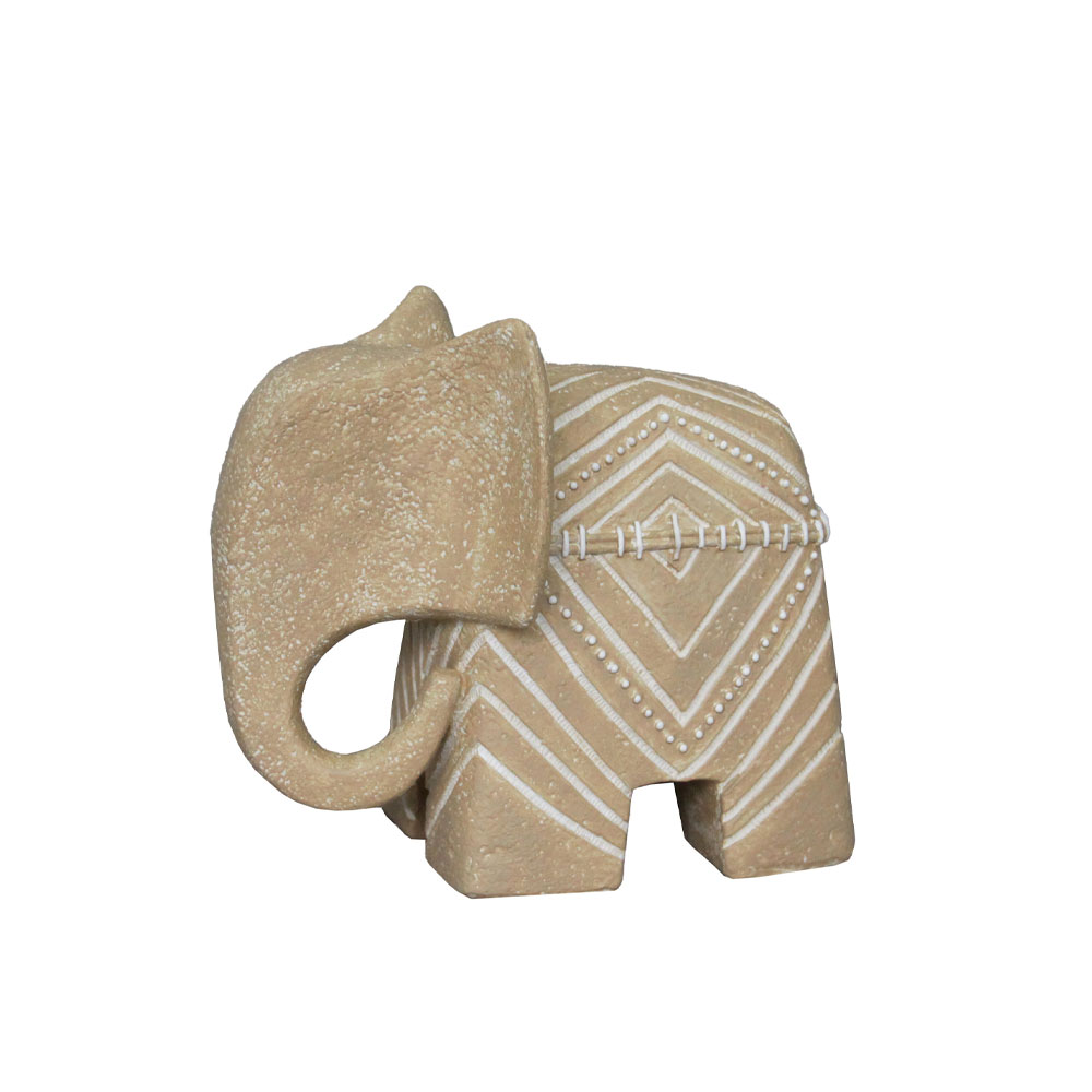 TRUNKY A ΔΙΑΚΟΣΜΗΤΙΚΟ ΕΛΕΦΑΝΤΑΣ 17x10x15cm POLYRESIN ΜΠΕΖ ΛΕΥΚΟ