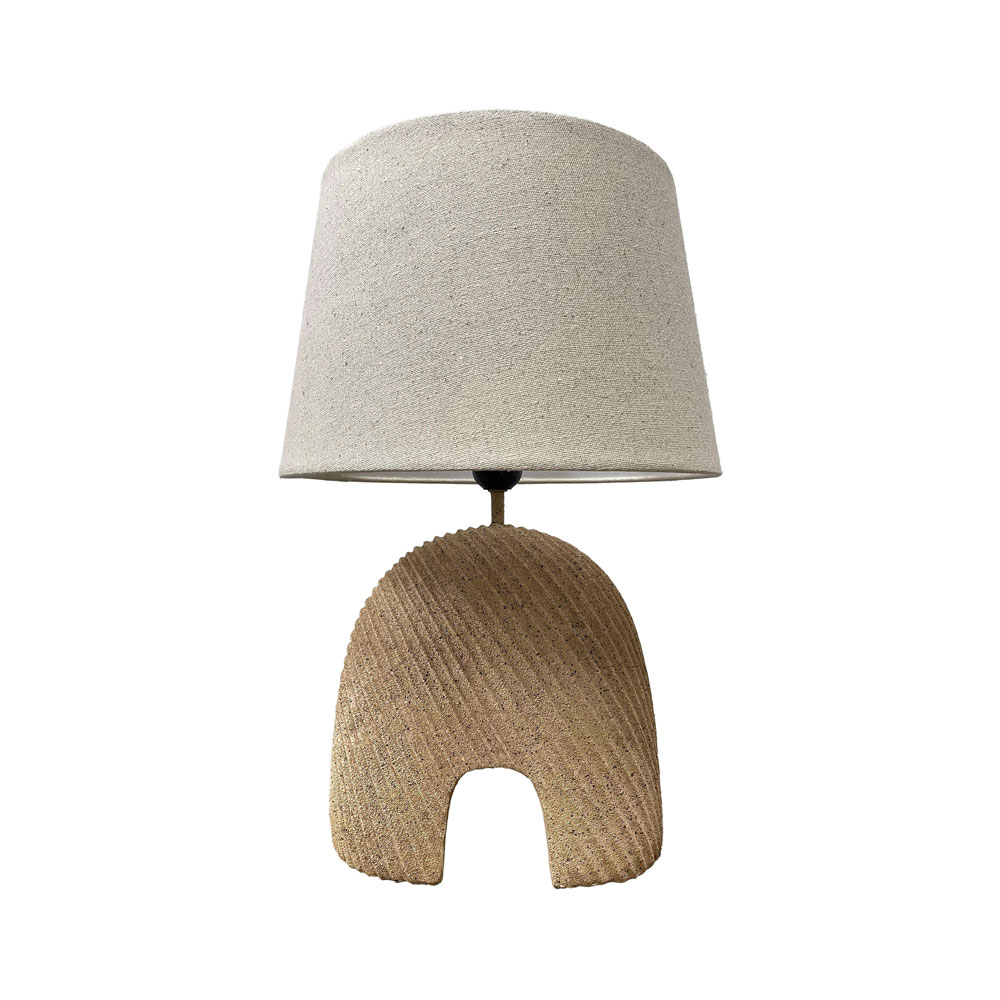 CAPSULE ΦΩΤΙΣΤΙΚΟ ΕΠΙΤΡΑΠΕΖΙΟ 31x31x45cm POLYRESIN TERRACOTTA ΑΝΟΙΧΤΟ ΥΦΑΣΜΑ OFF WHITE