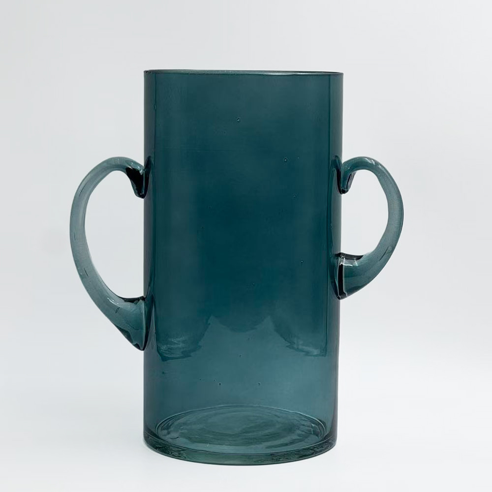 HANDLE ΒΑΖΟ 23x12x24cm ΓΥΑΛΙ ΜΠΛΕ